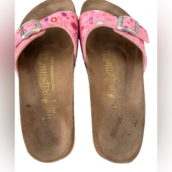 Papillio Birkenstock Birkis Pink Floral Buckle Sandals Slide-on Women’s Sz 8 38 - Picture 6 of 9